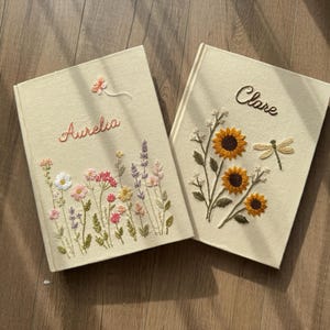 Personalized Custom Hand Embroidered Journal Notebook A5 A6 size, Linen Fabric Hard Cover Notebook, Unique Custom Handmade Gift & Keepsakes imagem 15