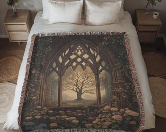 Tree of Life Tapestry Blanket • Medieval Tapestry Wall Hanging • Celtic Tree of Life Blanket • Whimsigoth Decor • Yggdrasil Dark Academia