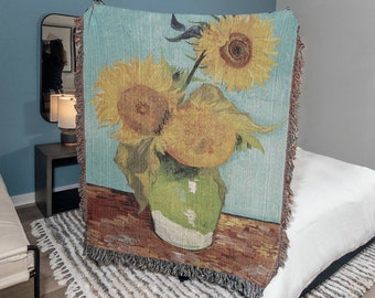 Van Gogh Sunflowers Tapestry Blanket, Vincent Van Gogh Throw Blanket, Woven Tapestry, Van Gogh Print Plush Blanket, Van Gogh Wall Art