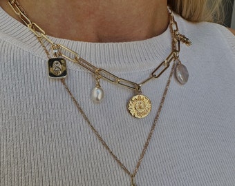 Custom Oval Link Charm Necklace