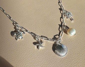 Design Your Own Silver Dainty Oval Link Charm Necklace