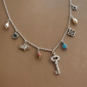 Build Your Own Dainty Charm Necklace Silver Customisable Charm Necklace Custom Viral Charm Necklace Silver Y2K Vintage Charm Necklace Silver