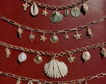 Various Gold Coastal Charm Necklaces