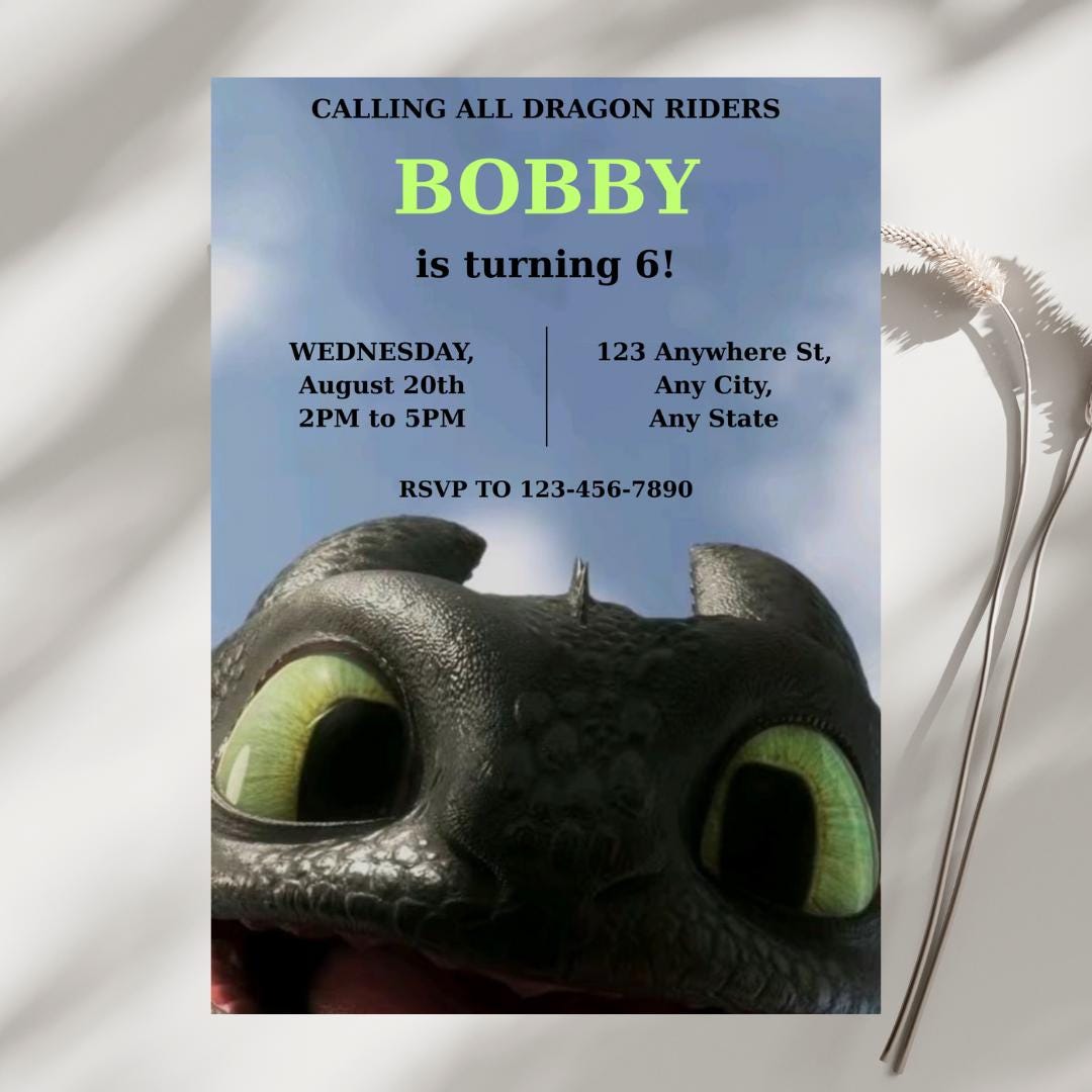 Toothless Editable Birthday Editable Invitation, How to Train Your Dragon Birthday Party, Dragon Birthday Invitation, Dragon Party