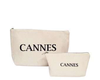 Lot de trousses de toilette en coton blanches ou noires Cannes