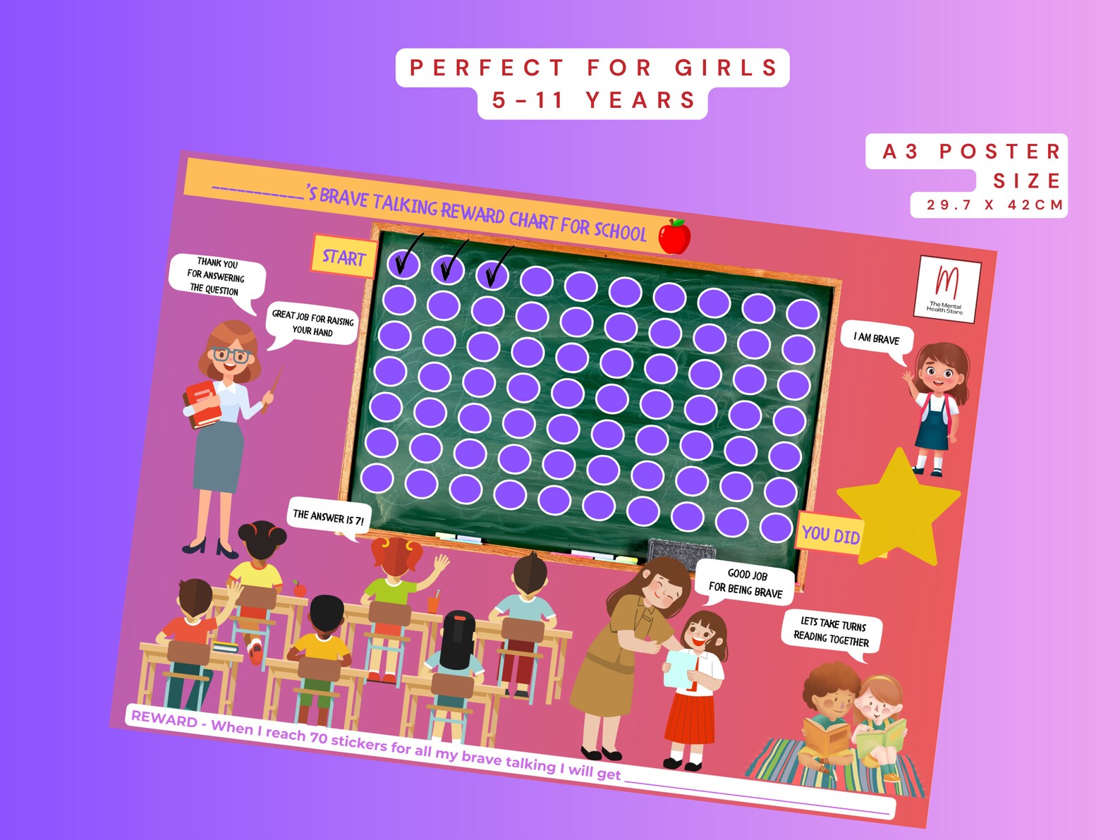 Brave Talking Reward Chart for Primary School Girls Aged 5-11 Years ...