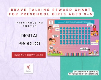 Brave Talking Reward Chart for Preschool Girls aged 3-5, Selective Mutism Chart, Girls Reward Chart, Digitial Download, Printable