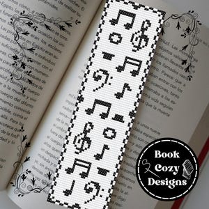 EASY! Cozy Music Note Beginner Bookmark Cross Stitch Pattern