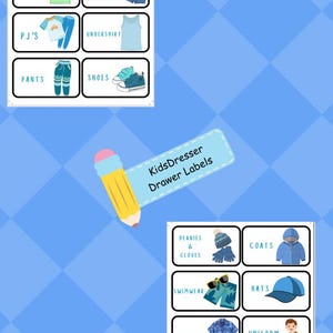 Boys Dresser Drawer Labels, Kids Clothing Storage Stickers, Organization Labels, Kids Drawer Labels, Digital Download