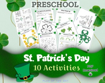 St. Patrick's Day Themed Preschool Activities & Worksheets,St. Patty's Day Activities, Preschool Printable,  PDF download