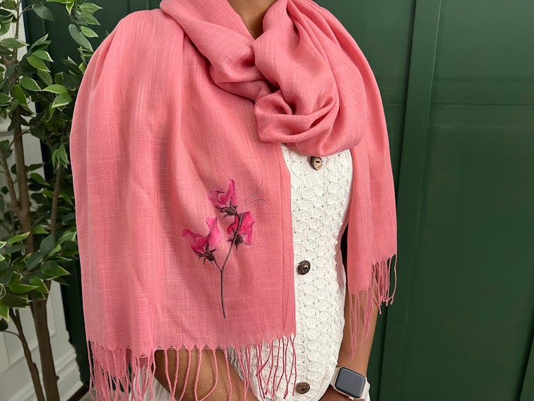 Unique Mom Birthday Gift, Personalized Birth Month flower gift, Soft Tassel Scarf, Birthday Gift for Mom, BFF, Sister, Daughter, Friend