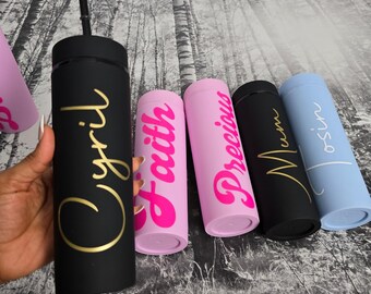 Personalized Skinny Tumbler,Bridesmaid Tumbler with Straw,Bridesmaid Gift ,Wedding,Girl's Trip Tumbler,Bachelorette Party Gift, Wedding Gift