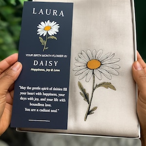 Einzigartiges Geburtstagsgeschenk für Sie, personalisierter Geburtsmonat Blumenschal, Muttertagsgeschenk, weicher Quastenschal, Geschenk für Mutter, BFF, Schwester, Schal
