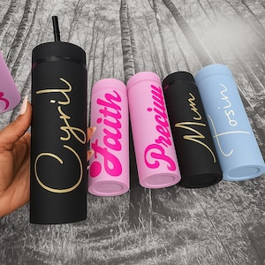 Personalized Tumblers with Lid & Straw, Custom Skinny Tumbler,Bachelorette Party,Bridesmaid Tumbler,Gifts for Her,Bridesmaid Proposal Gifts