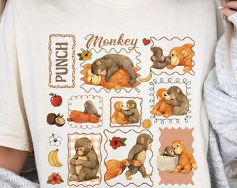 Comfort Colors® Team Punch Monkey Shirt, Monkey Punch Graphic Tee, Baby Monkey Shirt, Monkey Punch Gift, Animal Lover Gift For Mom