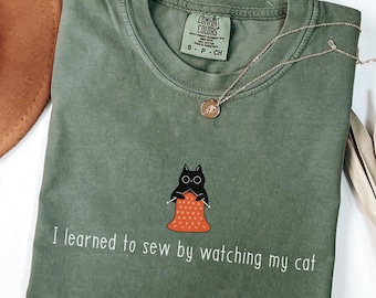 Comfort Colors® Sewing Cat Shirt, Sewing Lover Tee, Funny Sweing Shirt, Sewing Mom Shirt, Sewing Shirts, Cat Lover Shirt, Sewing Gifts