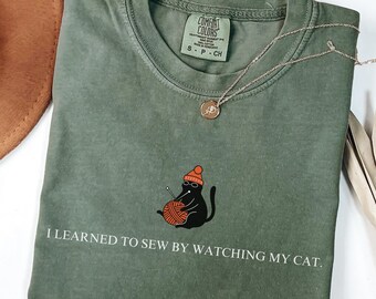 Comfort Colors® Sewing Cat Shirt, Funny Quilter Gift, Sewing Lover Tee, Funny Sewing Shirt, Cat Lover Shirt, Sewing Gift, Funny Cat Shirt