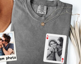 Personalized Couple Playing Card Shirt, Custom Couple Photo Shirt, Custom Vintage Picture Tee, Custom Vintage Couples Photo Matching