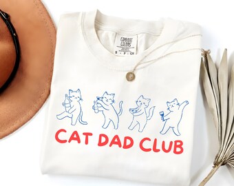 Comfort Colors® Cat Dad Club Shirt, Cat Lover Gift For Men, Funny DJ Cat Tee, Pet Parent Graphic TShirt, Cat Dad Shirt, Cat Lover Shirt