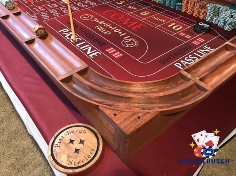 Practice Craps Table Backboard Throwing End With Chip Rails Table Top