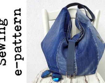 Borsa in denim oversize con cartamodello, cartamodello PDF Borsa in denim oversize, cartamodello per borsa oversize, regalo unico per la tua casalinga