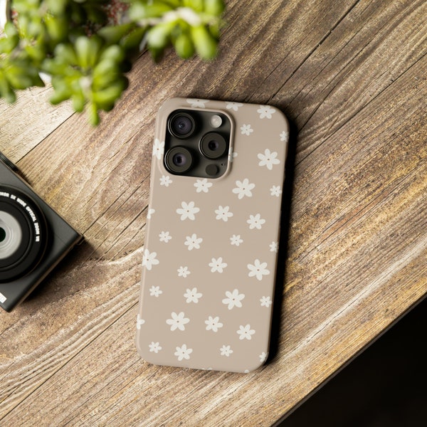 Beige Daisy Slim iPhone Case