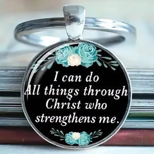 Glaube Schlüsselbund Ich kann alles durch Christus tun Philipper 4:13 Schlüsselbund Gebet Christian Schlüsselanhänger für ihn Ihre Bibel Vers Taufe Geschenke