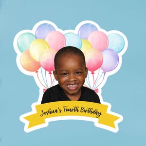 Personalized Photo Birthday Stickers: Vinyl Party Favor Decals