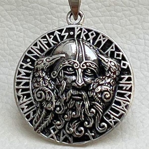 3D Sterling Silver 925 Mimir Viking Pendant – Handmade Norse Mythology Odin Wisdom Amulet Necklace, Protection Gift for Him or Her