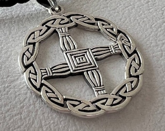 Handmade Sterling Silver 925 Saint Brigid’s Cross Celtic Pendant – St. Brigid Irish Necklace Gift, Protection Talisman Pagan Amulet Jewelry