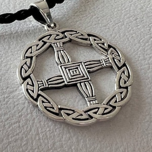 Handmade Sterling Silver 925 Saint Brigid’s Cross Celtic Pendant – St. Brigid Irish Necklace Gift, Protection Talisman Pagan Amulet Jewelry