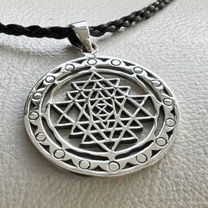 3D Sterling Silver 925 Sri Yantra Pendant – Handmade Sacred Geometry Necklace, Buddhist Kabbalah Mystic Chakra Gift