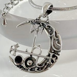 3D Seal of Lilith Pendant, Sterling Silver 925, Handmade Sigil Necklace, Occult Pagan Jewelry, Crescent Moon Talisman, Gift for a Witch