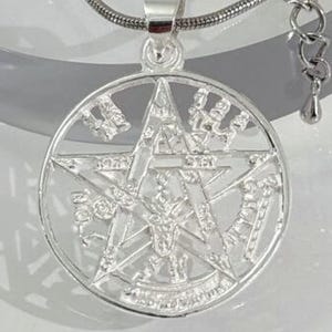 Tetragrammaton Pendant, Sterling Silver 925, Handmade Occult Jewelry Gift, Baphomet Pentagram Amulet, Esoteric Wiccan Protection Necklace
