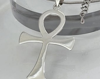 Ankh Pendant Sterling Silver 925, Handmade Key of Life Necklace, Ancient Egyptian Gift, Unisex Protection Amulet, Spiritual Symbol Jewelry