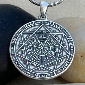 3D Sterling Silver 925 Seven Archangels Amulet Pendant – Seal of Solomon Handmade Kabbalah Gift Spiritual Protection Necklace