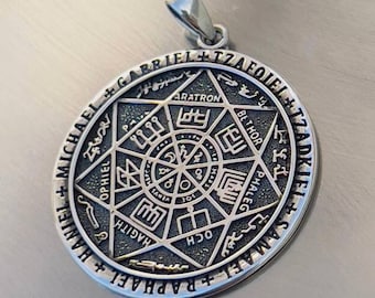 Handmade 3D 7 Archangels Pendant, Michael Gabriel Raphael, Kabbalah Talisman, Seals of Solomon Amulet, Sterling Silver 925 Gift