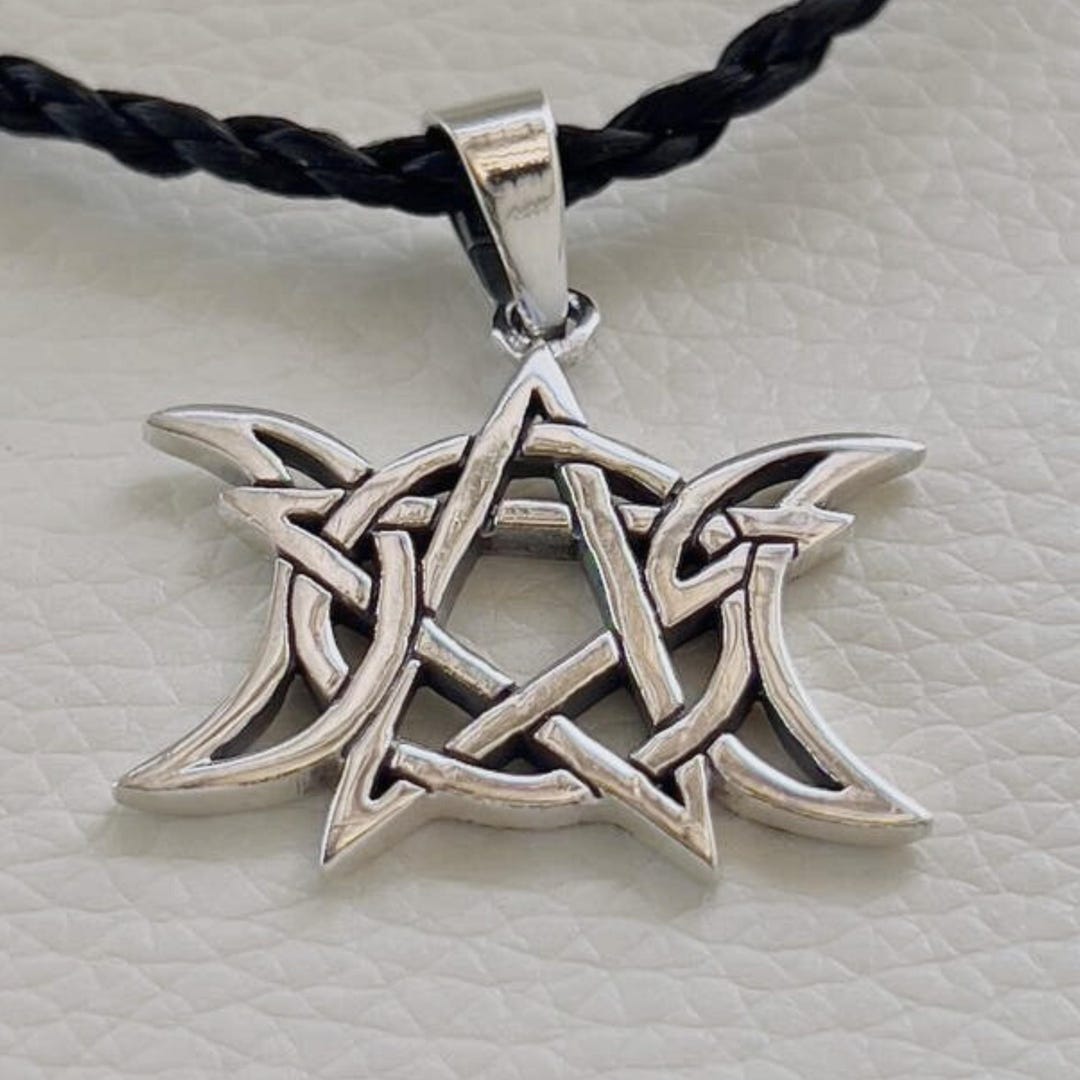 Handmade Sterling Silver 925 Triple Moon Goddess Pendant, Celtic Knot ...