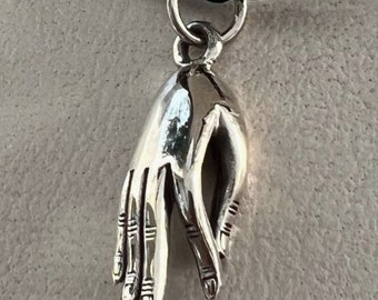 Buddha Hand Pendant Necklace, 3D Mudra Amulet with Spiritual Meaning, Handmade in Sterling Silver 925, Meditation Gift for Him or Her