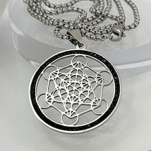 Metatron Cube Pendant, Sacred Geometry Necklace, Archangel Amulet, Stainless Steel Jewelry, Seed of Life Gift, Merkaba Protection Charm