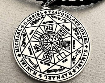 Siegel Der Sieben Erzengel Siegel Solomons Judentum Okkulter Esoterik Talisman Hermes Trismegistus Handgemachter Anhänger Sterling Silber 925!