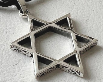 Handgemachte 3D Davidstern Anhänger, Magen David Halskette, Jüdische Jejuda Halskette, Hexagramm Amulett, Kabbalah Sterling Silber 925 Geschenk