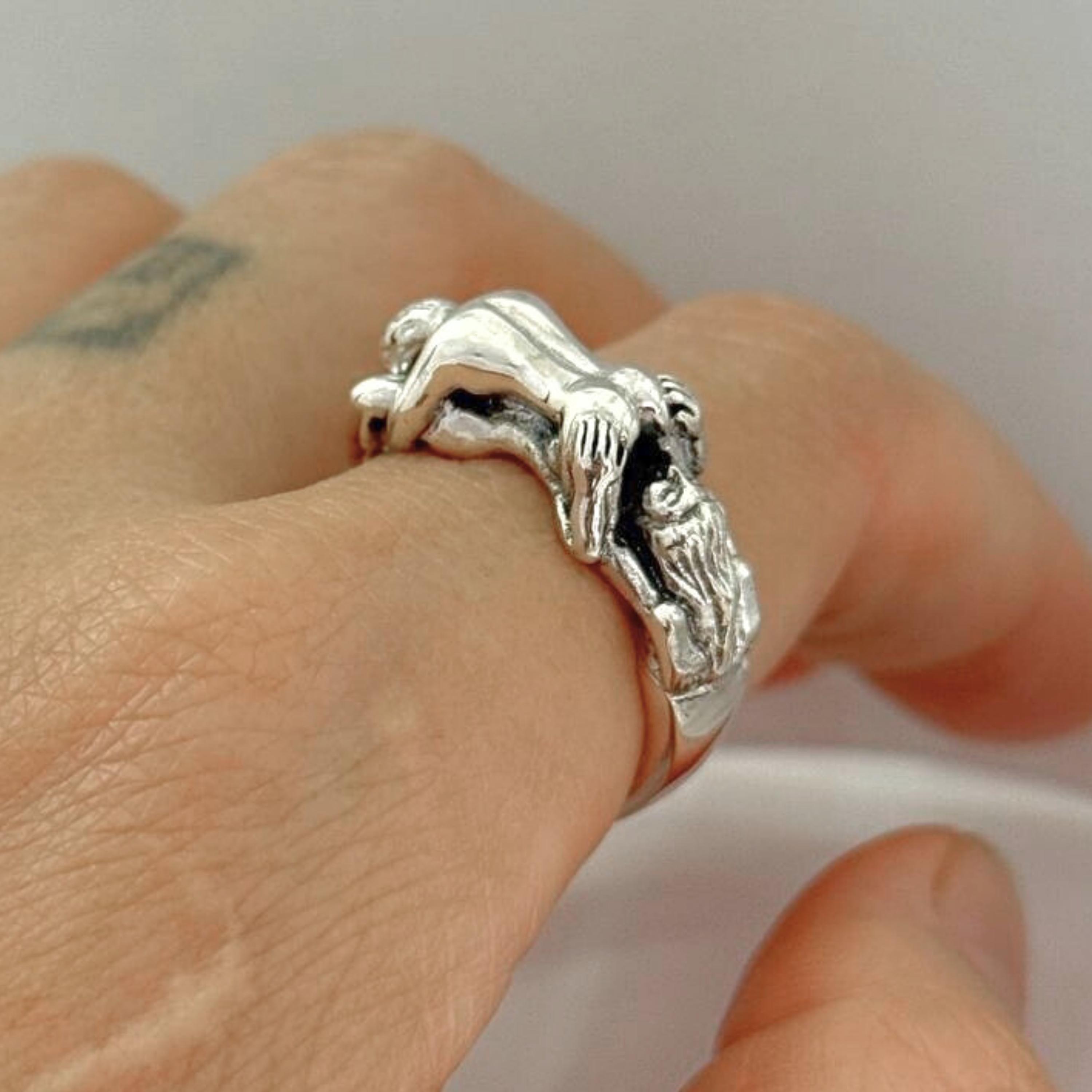 3D Erotic Ring, Sterling Silver 925, Kama Sutra Pose 69 Ring, Sexy 