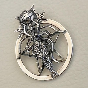 3D Triple Moon Goddess Pendant, Sigil of Lilith Hecate, 925 Sterling Silver, Spiritual Amulet, Handmade Priestess Jewelry