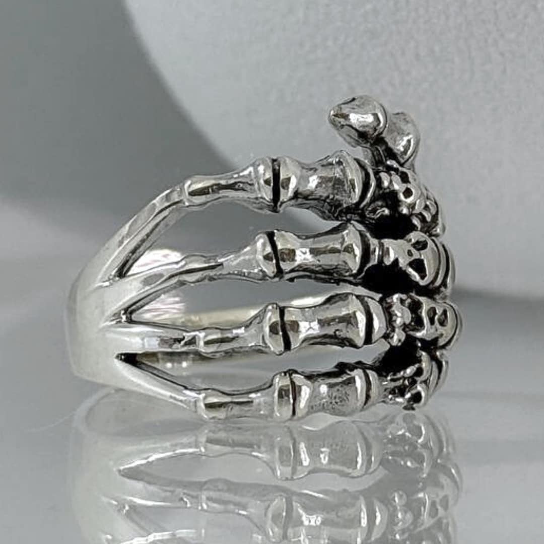 3D Skeleton Hand Ring, Skull Bone Jewelry Gift, Gothic Punk Biker ...