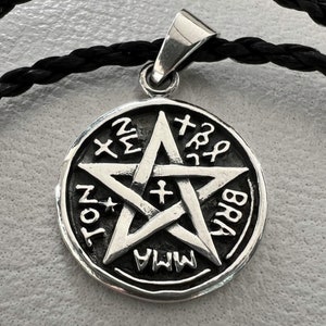 Colgante de pentagrama tetragrámaton 3D: amuleto mágico sagrado con sello de Salomón, joyería de protección espiritual, regalo hecho a mano en plata de ley 925.