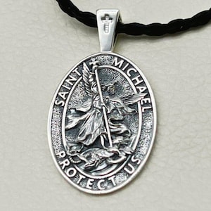 3D Sterling Silver 925 Saint Michael Archangel Pendant – Handmade St. Michael Christian Medal Necklace, Guardian Angel Protection Gift