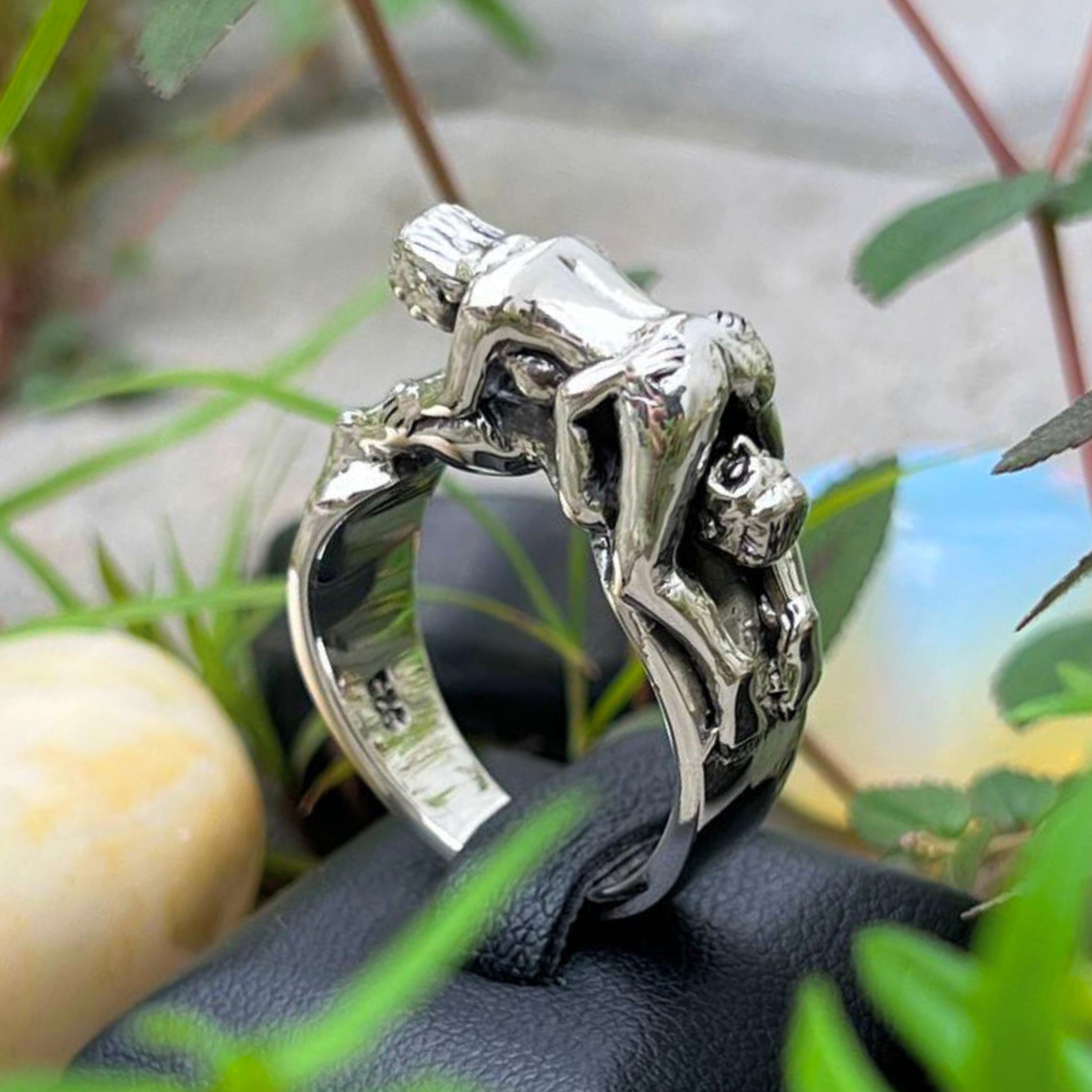 3D Kama Sutra Pose 69 Ring Sterling Silver 925 – Handmade Sex Toy