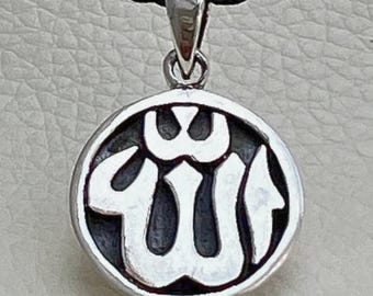 3D Sterling Silver 925 Allah Pendant – Handmade Islamic Necklace, Arabic Calligraphy Jewelry, Muslim Spiritual Gift for Him or Her