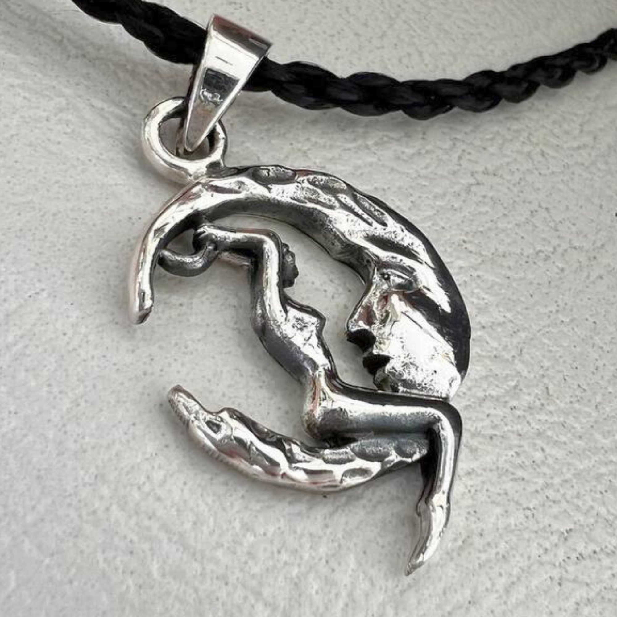 Lady on the Moon Pendant Lady Riding on the Moon Pendant Woman Riding the Moon Moon Fairy Crescent Handmade Pendant Sterling Silver 925 Etsy